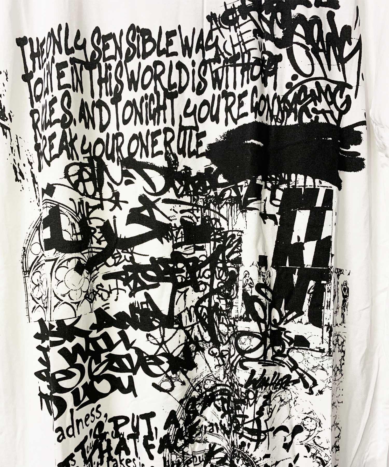 SWITCHBLADE(スイッチブレード)WALL PRINT L/S TEE【WHITE】