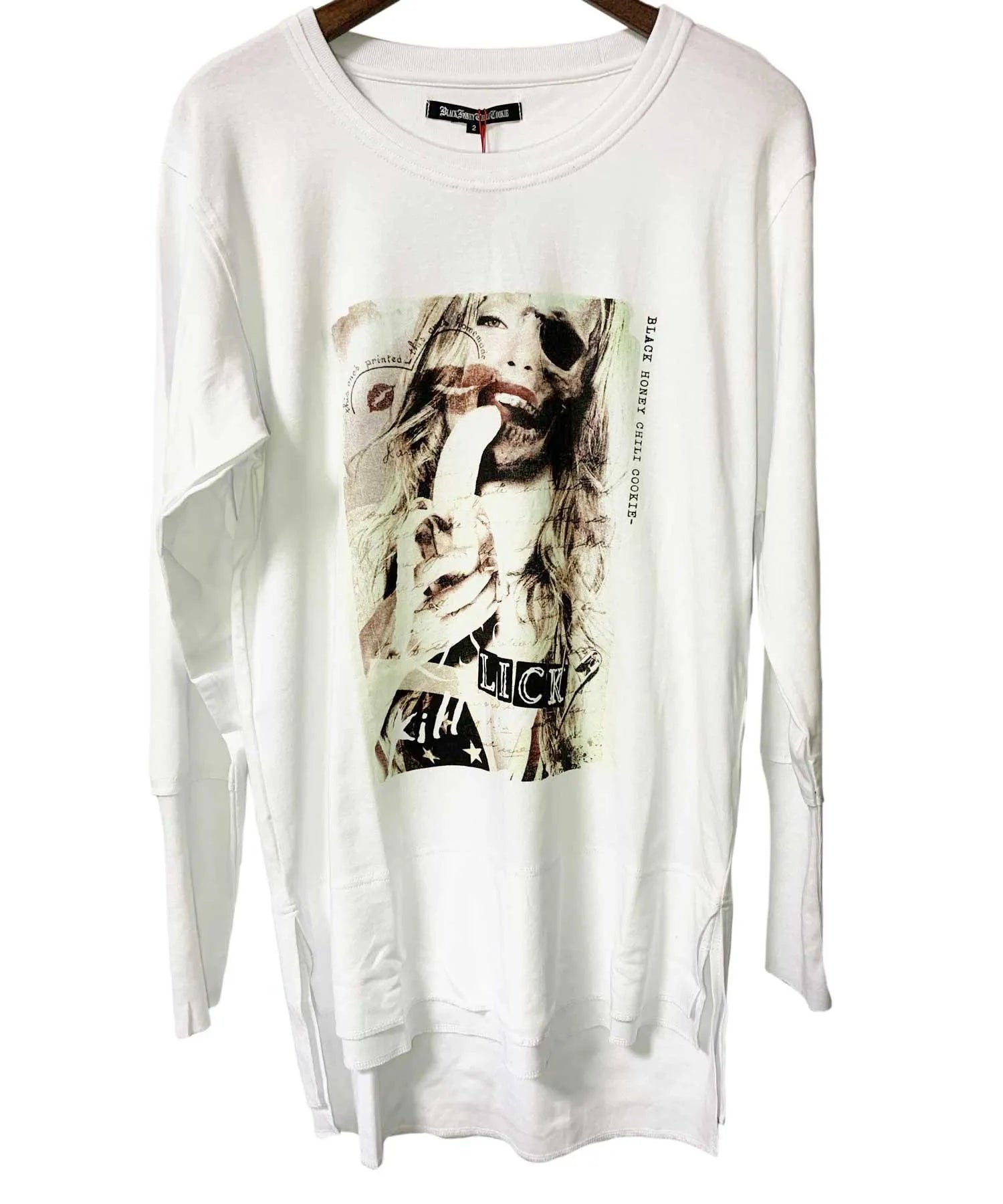 BLACK HONEY CHILI COOKIE(ブラックハニーチリクッキー)Skull Girl L/S Tee 【WHITE】