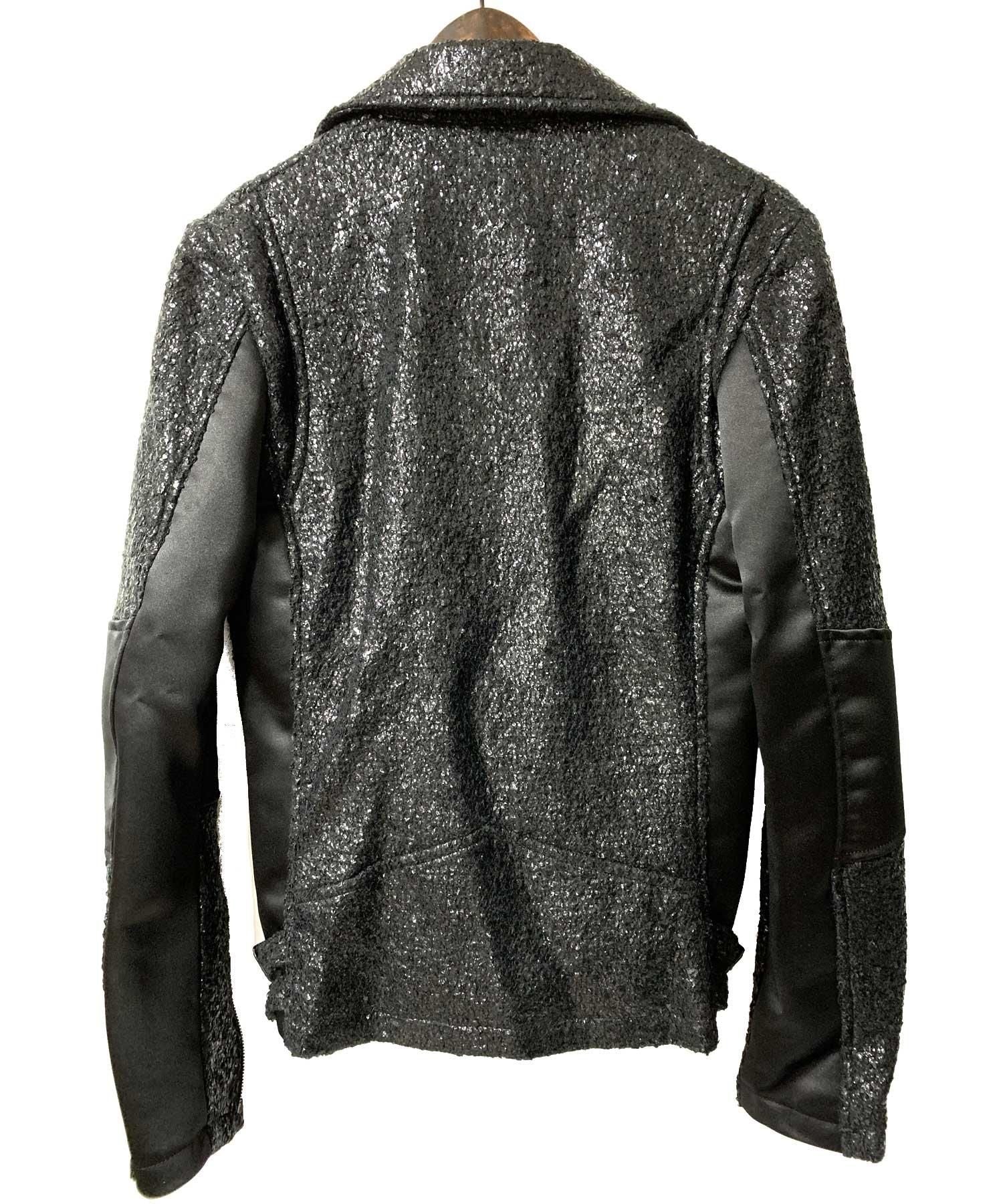 ys Yuji SUGENO (イース ユウジ スゲノ)Black Foil Tweed Double Riders Jacket