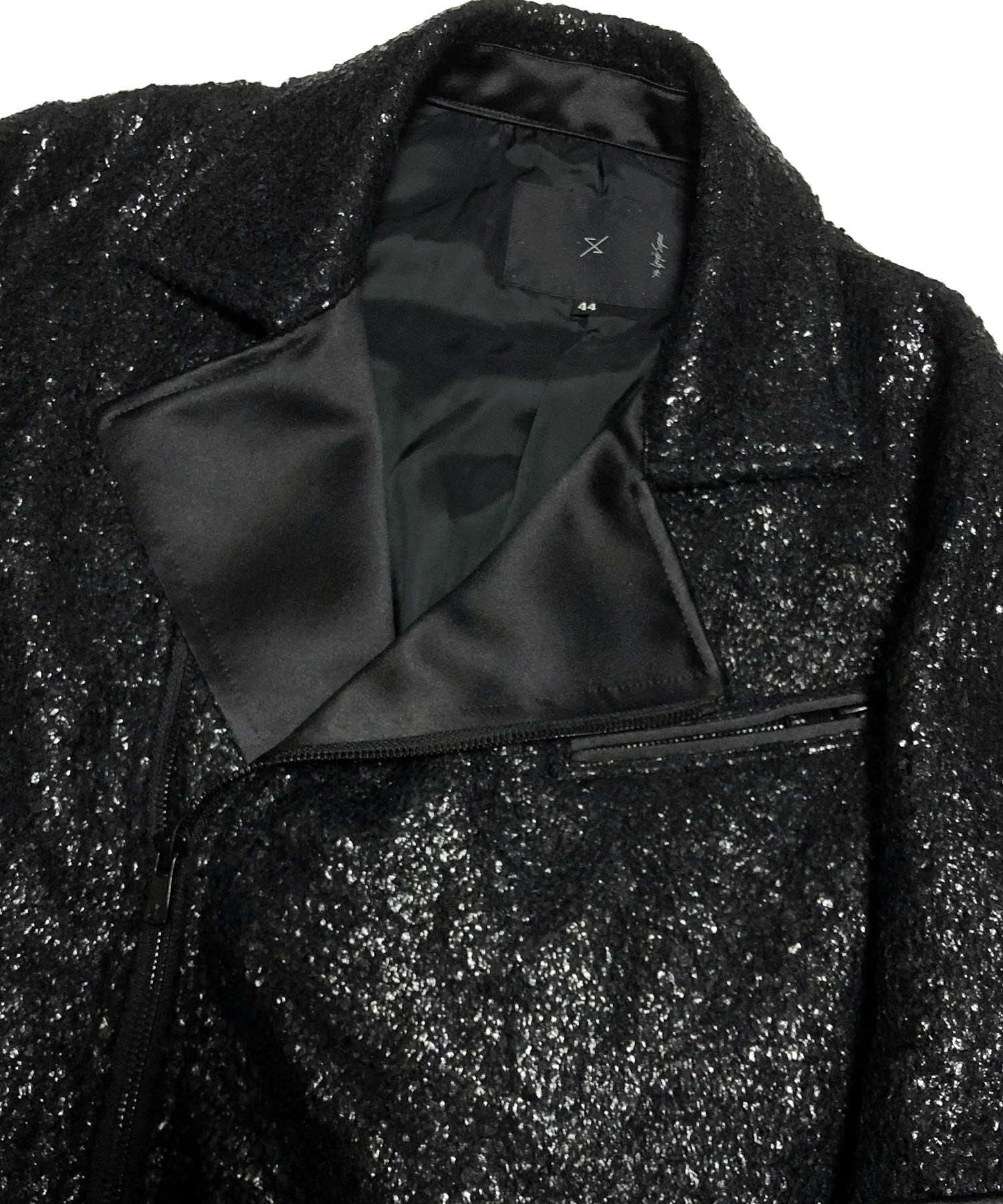 ys Yuji SUGENO (イース ユウジ スゲノ)Black Foil Tweed Double Riders Jacket