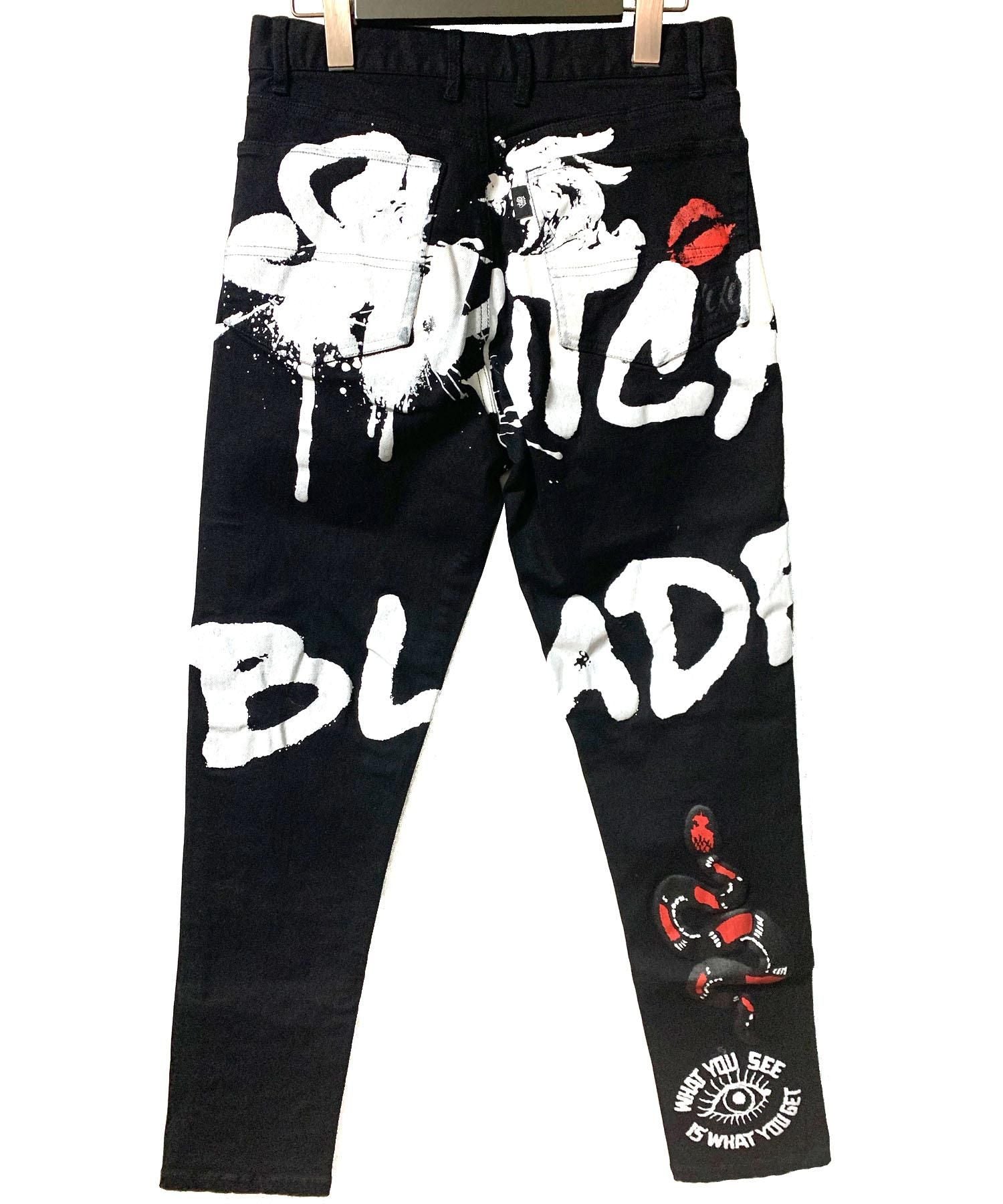 SWITCHBLADE (スイッチブレード)GRAPHIC PRINT DENIM PT 【BLACK】
