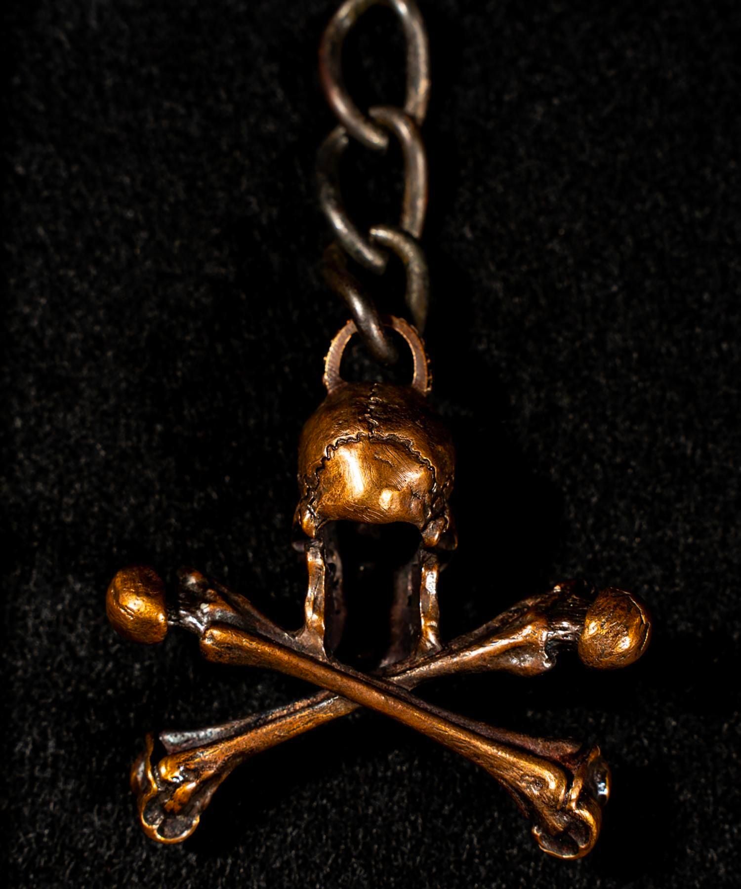 JUNK SMITH (ジャンクスミス)Good Luck Skull Head Keychain Crossbone 【Copper alloy】