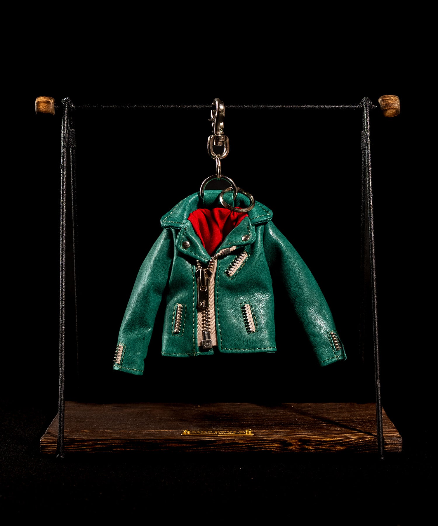 AIKO STYLE(アイコスタイル)ライダースジャケットキーホルダー 牛革 ターコイズ SMALL 専用ストラップセット