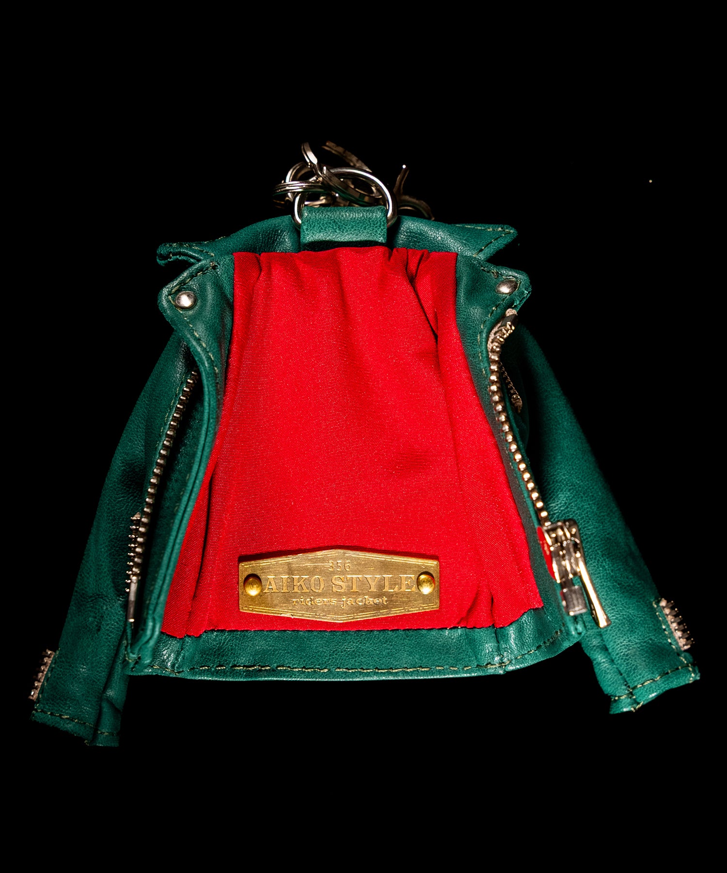 AIKO STYLE(アイコスタイル)ライダースジャケットキーホルダー 牛革 ターコイズ SMALL 専用ストラップセット