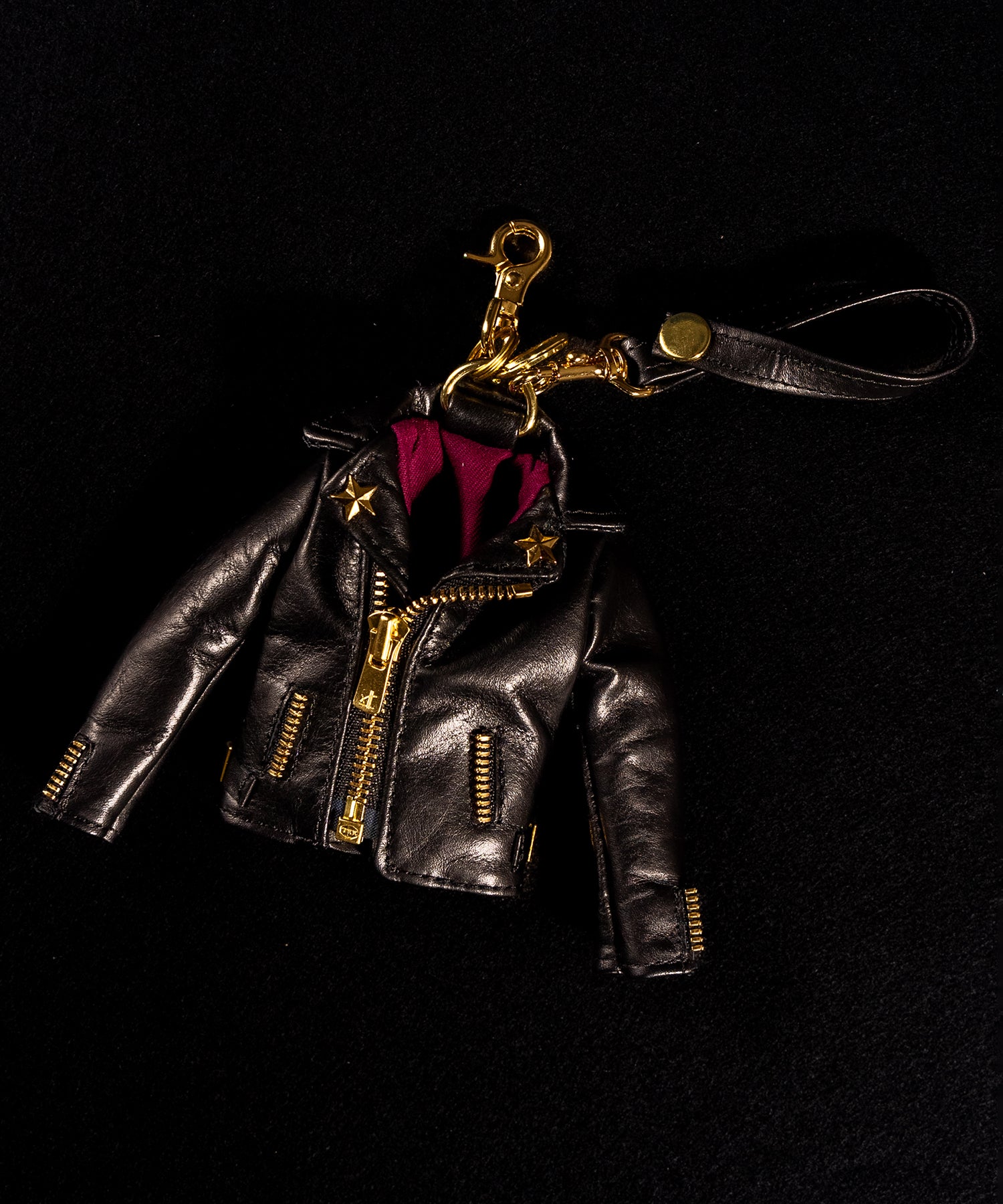 AIKO STYLE(アイコスタイル)ライダースジャケットキーホルダー 牛革 MEDIUM 専用ストラップセット