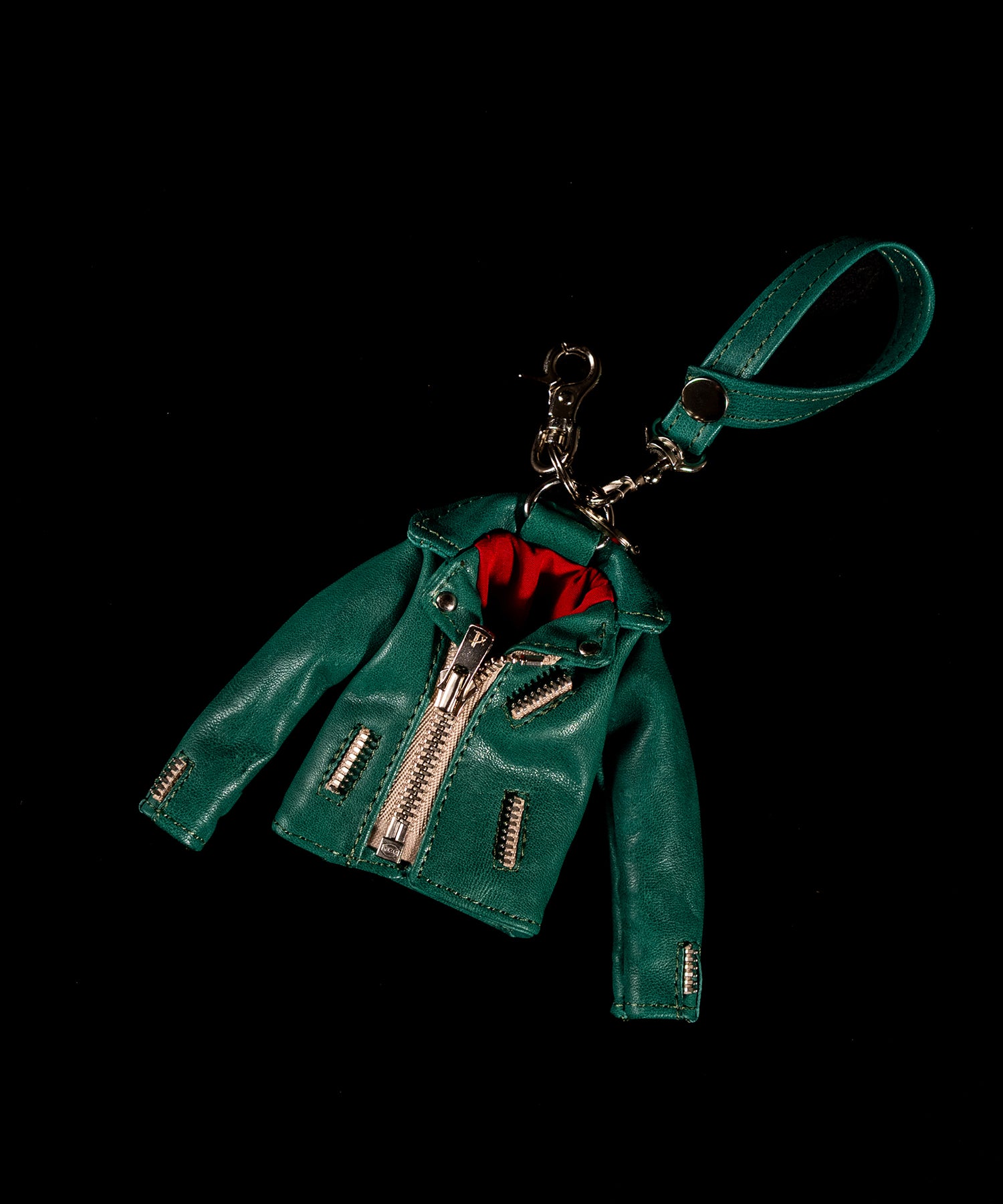 AIKO STYLE(アイコスタイル)ライダースジャケットキーホルダー 牛革 ターコイズ SMALL 専用ストラップセット