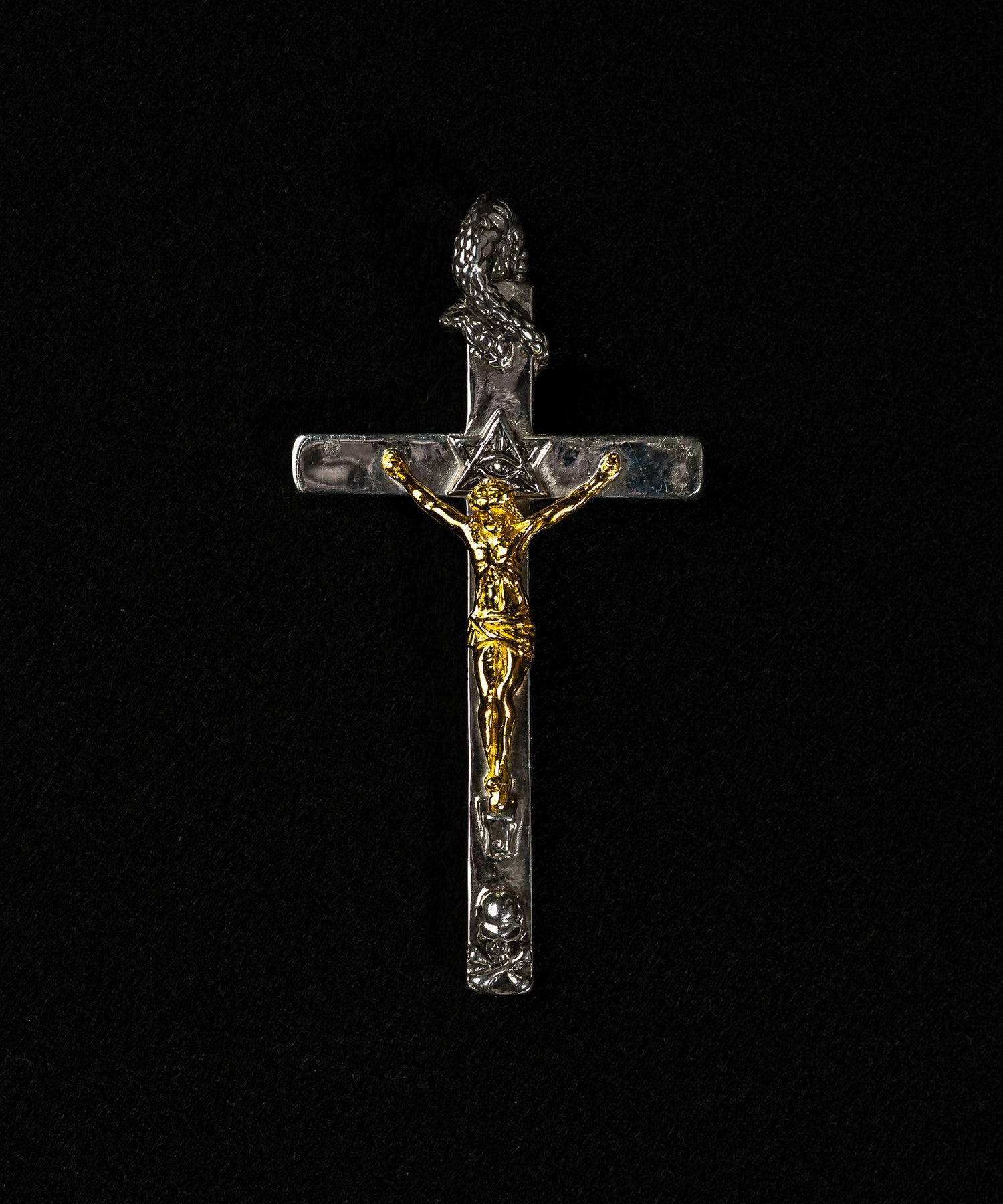 【受注生産】haraKIRI（ハラキリ）TRAPNEST別注 クロスペンダント 18KGOLD×SILVER